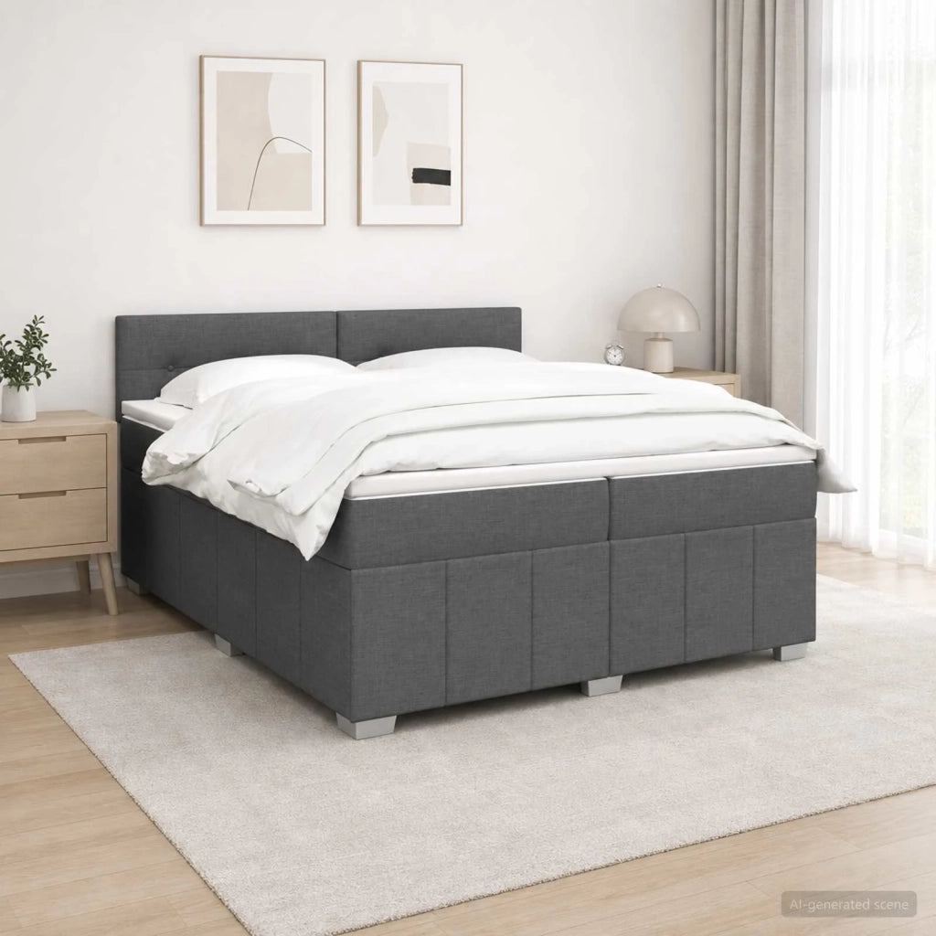 Letto box spring con materasso Grigio Scuro 200 x 200 cm 3452755