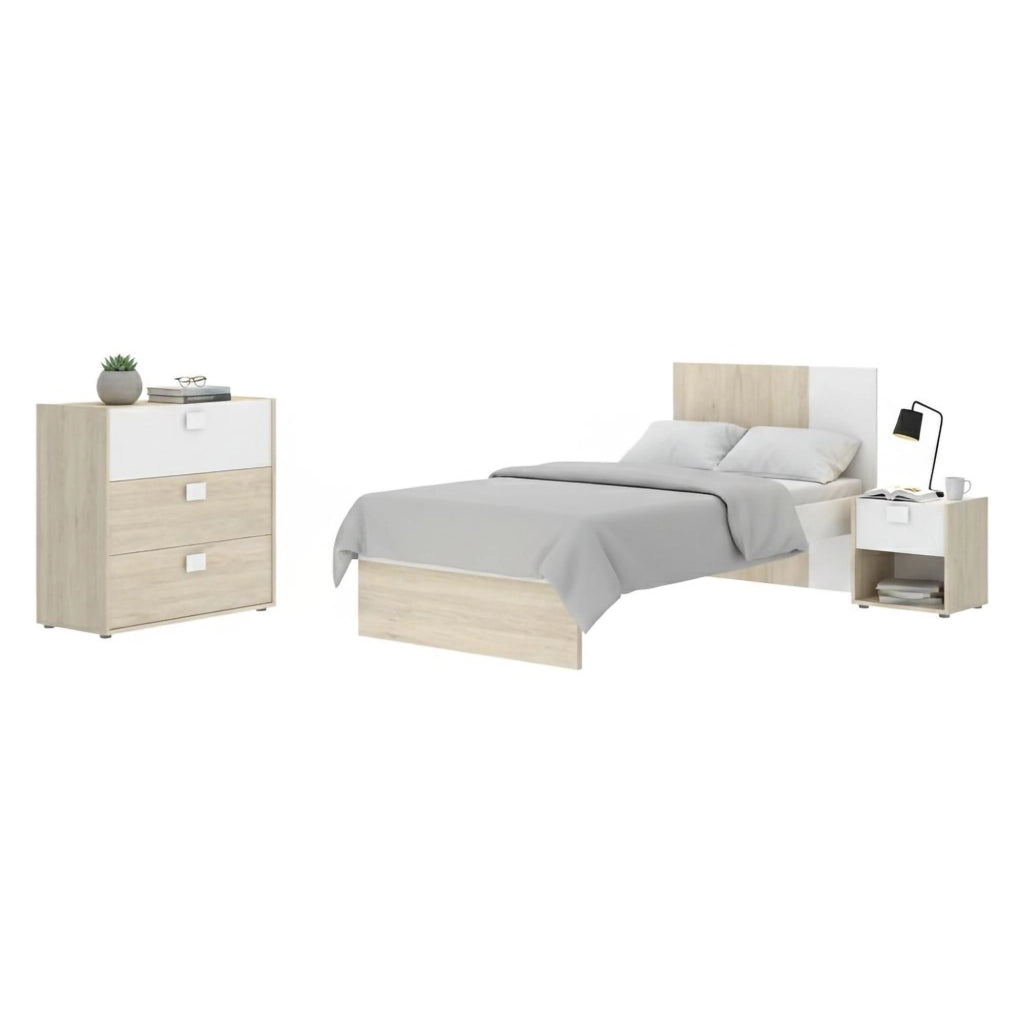 Oakhurst, set Camera da Letto 4 Cassetti, Marrone Rovere