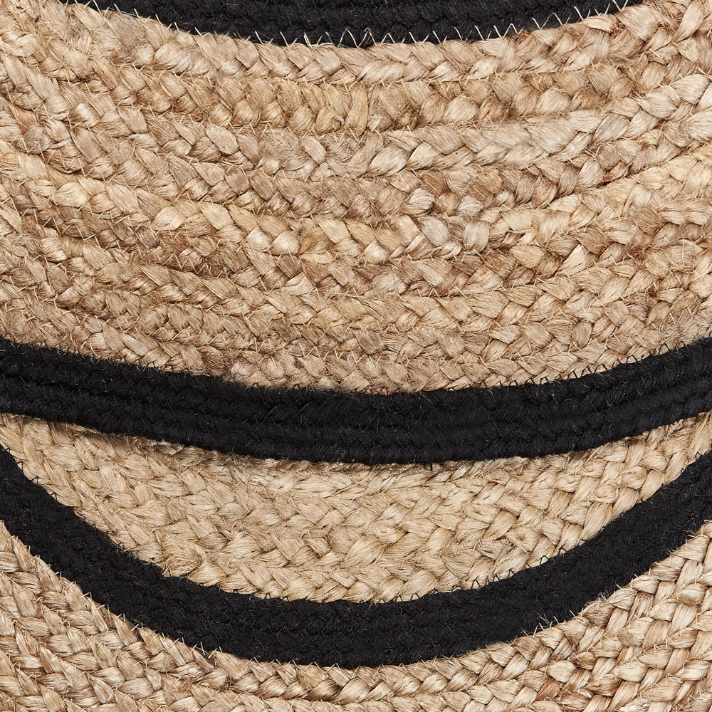 Tappeto tappetino Beige Nero Rotondo 140 cm Boho Rustico Cotone Intrecciato A Spirale Iuta