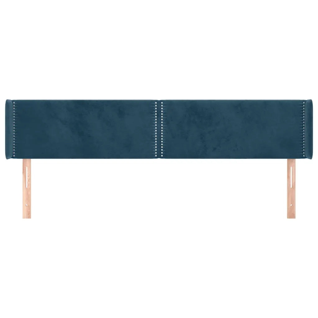 Testiera ad Orecchio-Testata con Orecchie Blu Scuro 203x16x78/88 cm in Velluto 400222