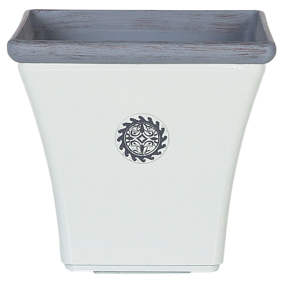 Vaso per piante Fioriera in miscela di pietra bianca per esterni Quadrata 37 x 35 cm per tutte le stagioni