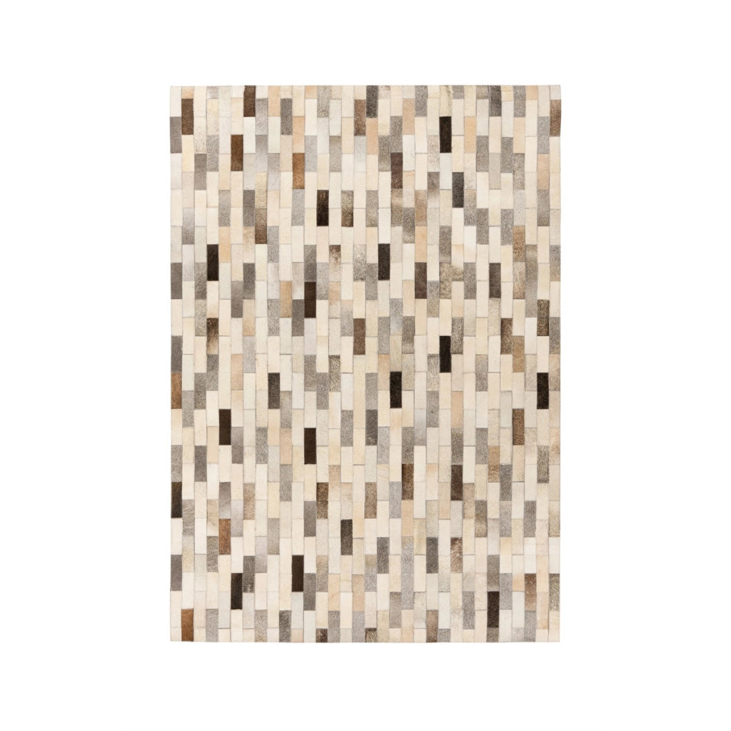 Tappeto Ravi 100 in Vera Pelle Patchwork Grigio