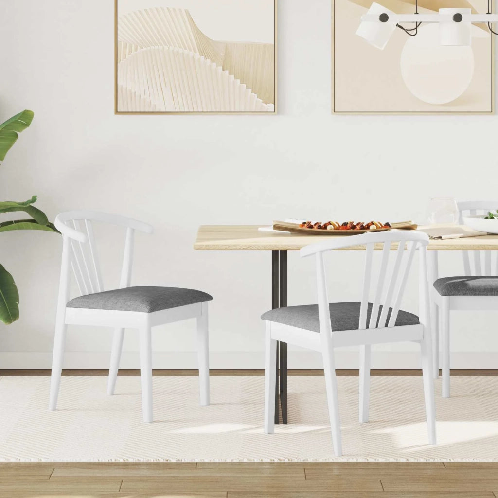 Sedia da pranzo 2 pz | Sedie da cucina Bianco e Grigio Legno di gomma massiccio
