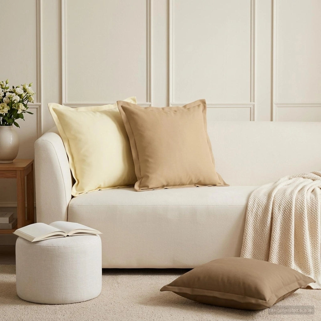 Federa 2 pz HOUTEN Beige 45 x 45 cm Poliestere 918733