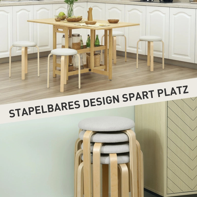 SGABELLI Impilabili Set da 4 40x40x45 cm Legno Crema