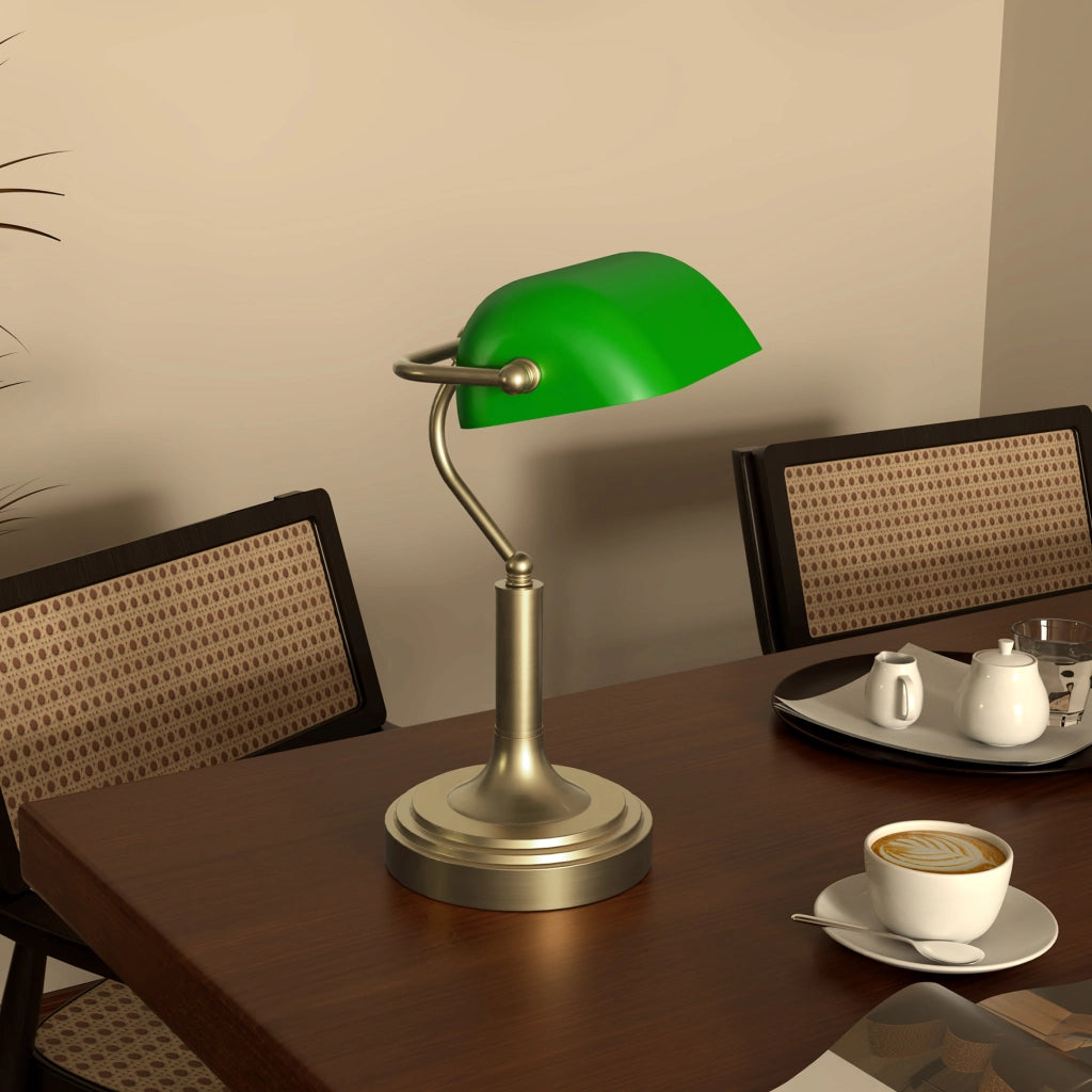 Lampada da Tavolo Banquier ¨C Xylo ¨C E27 verde con paralume regolabile