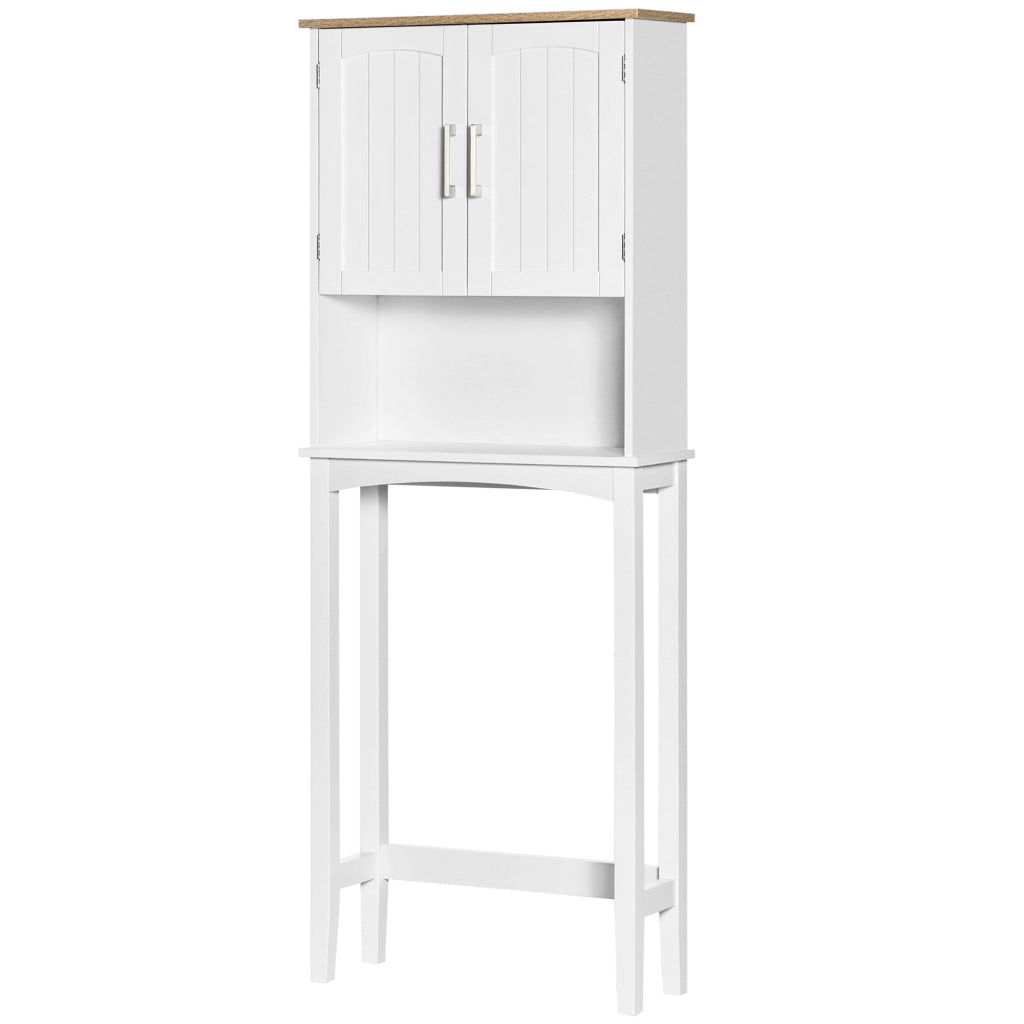 Mobiletto Alto per Lavatrice con Ripiano Aggiustabile sopra WC ¨C Zephmum ¨C Bianco 64x22x165 cm
