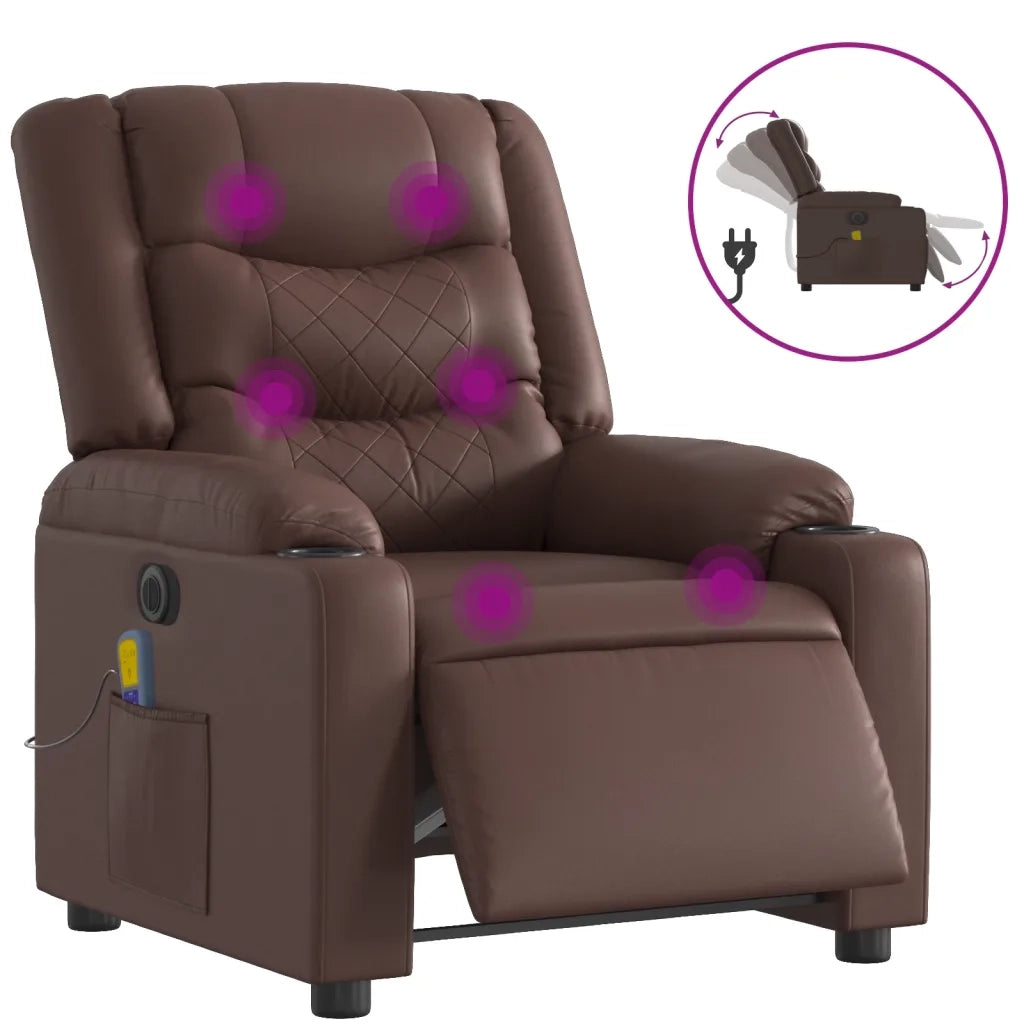 Poltrona Massaggiante Elettrica Marrone in Similpelle 3206549