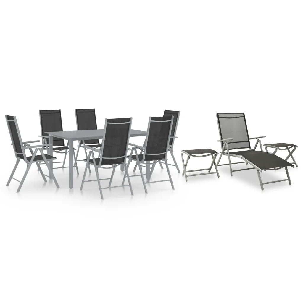 Set da Pranzo da Giardino 10 pz Nero e Argento cod mxl 45891
