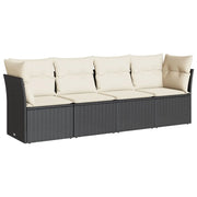 Set Divani da Giardino 4 pz | Set Salotto da Giardino con Cuscini Nero in Polyrattan