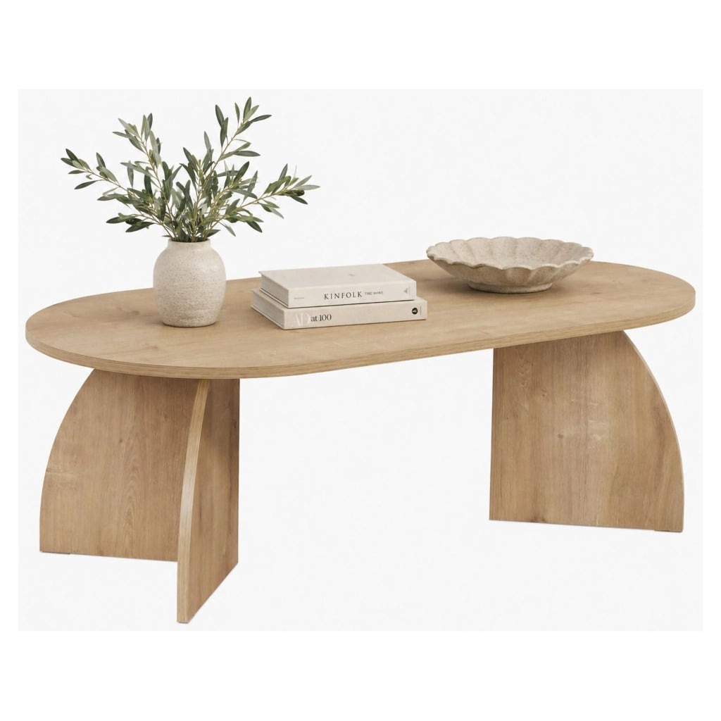 Nohaza, Tavolino da Salotto Forma Ovale, 120x60x40h cm Marrone Rovere