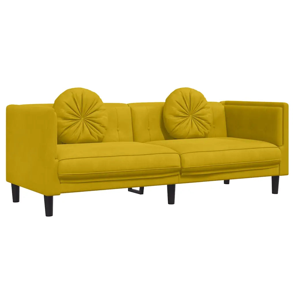 Set di Divani 2 pz con Cuscini Giallo in Velluto 3209263