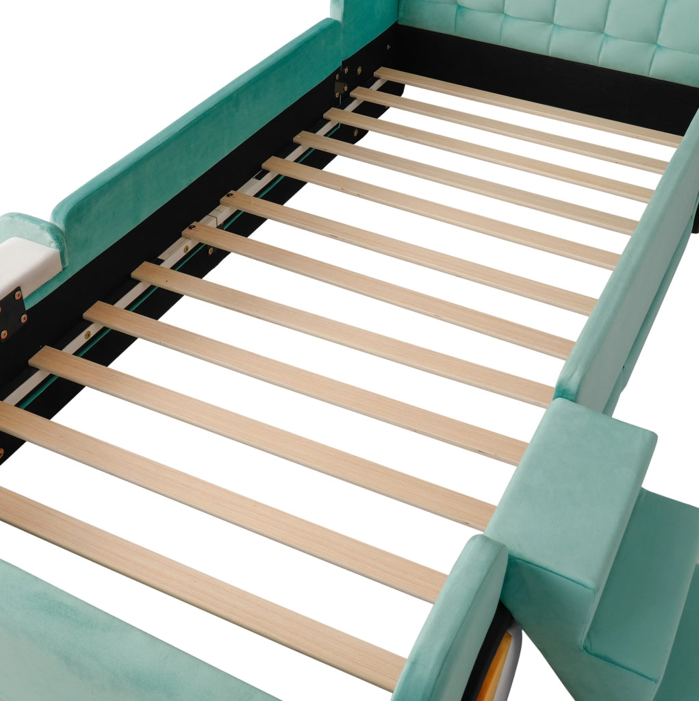 Letto per bambini a forma di auto con scivolo e scala 90x200 cm