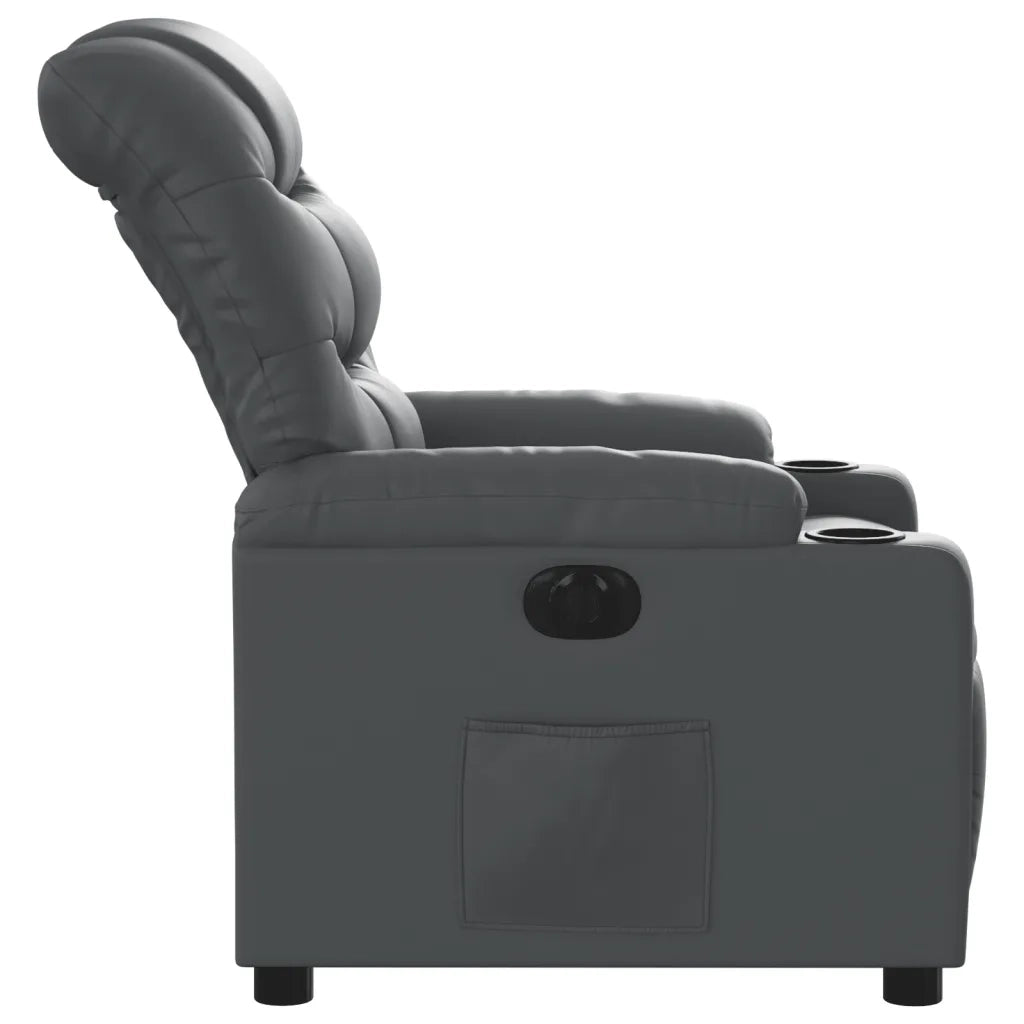 Poltrona | Sedia Relax Reclinabile Elettrica Grigia in Similpelle