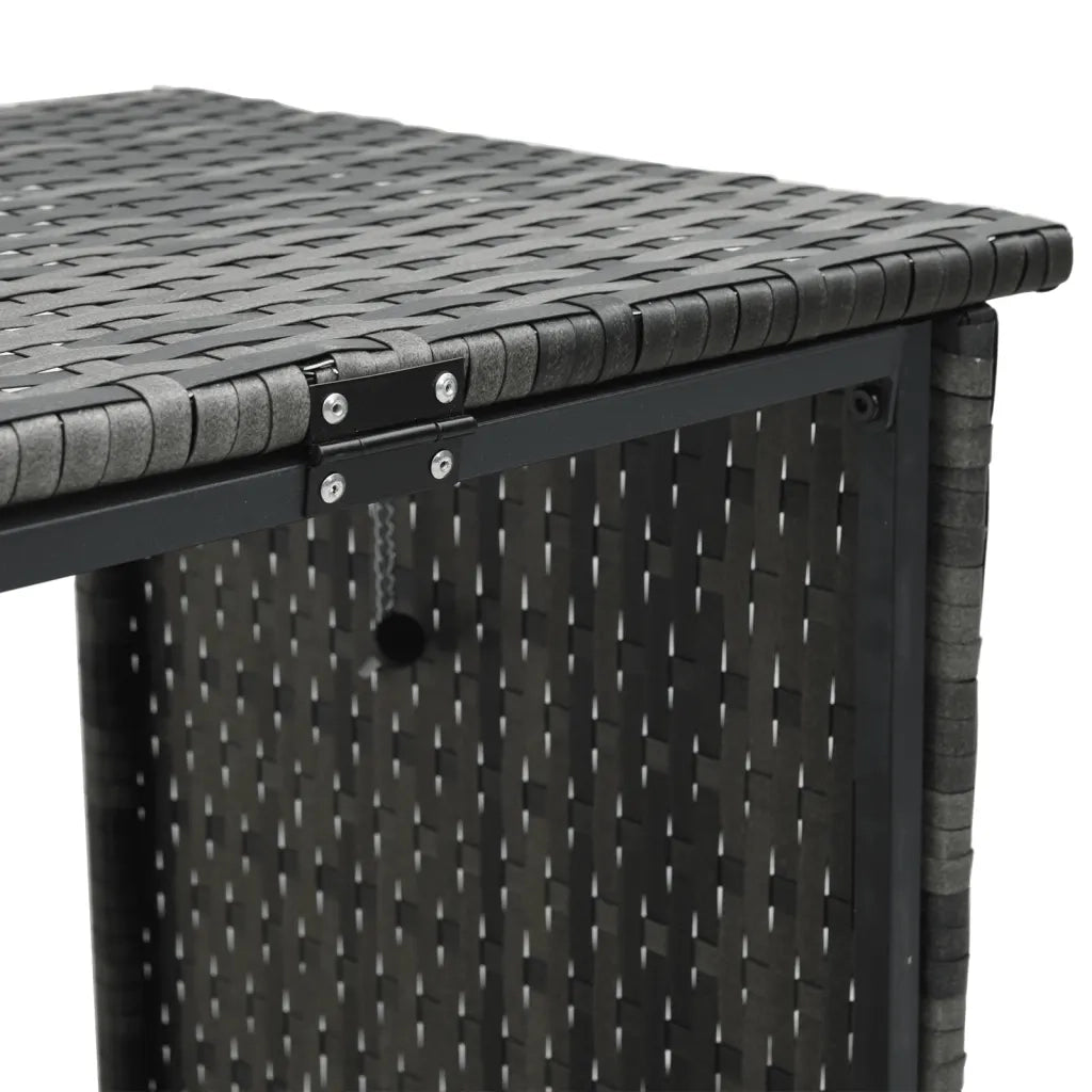 Divano da Giardino con Tavolo e Cuscini a L Grigio Polyrattan 362348
