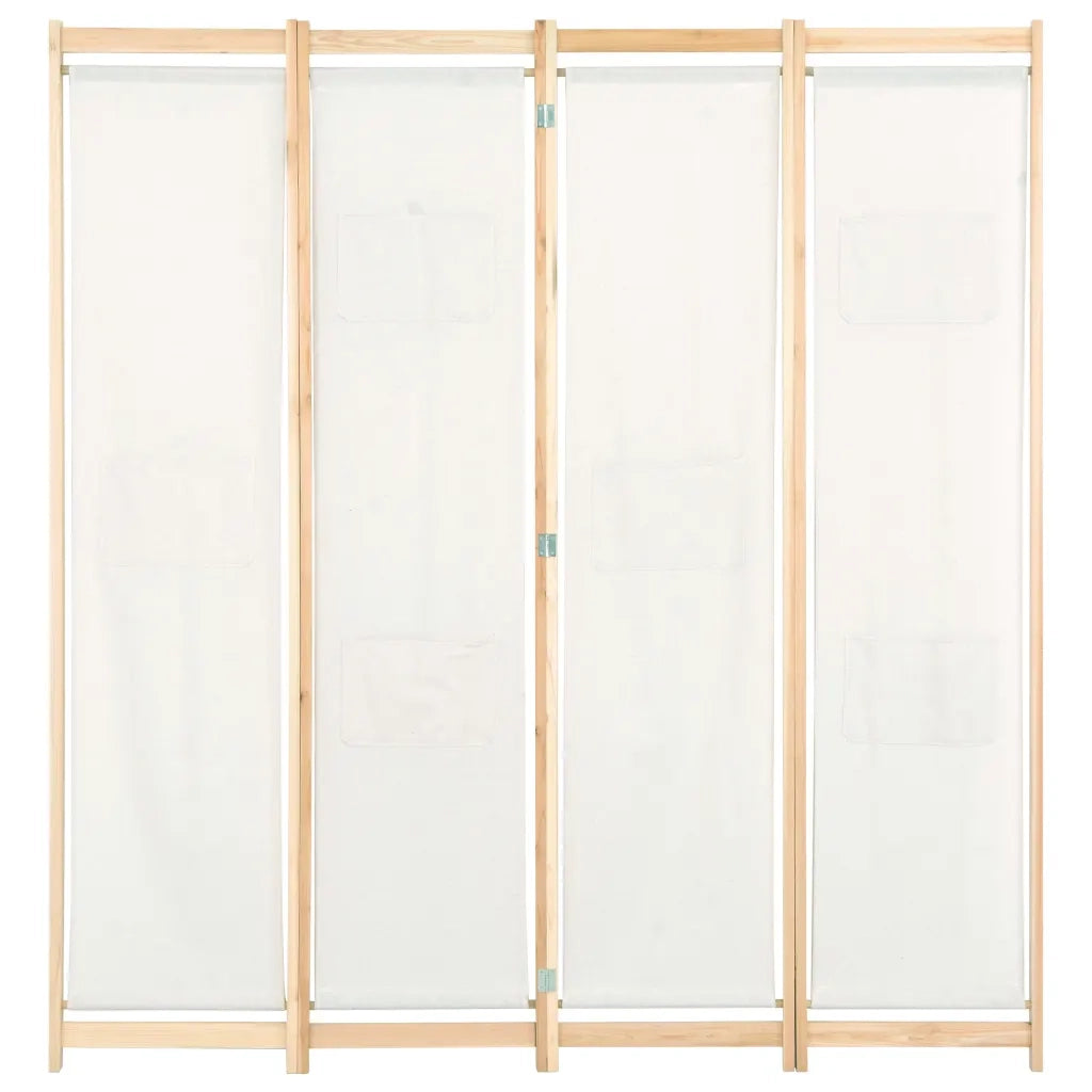 Divisorio Ambienti | Divider per stanze | Paravento a 4 Pannelli Crema 160x170x4 cm in Tessuto