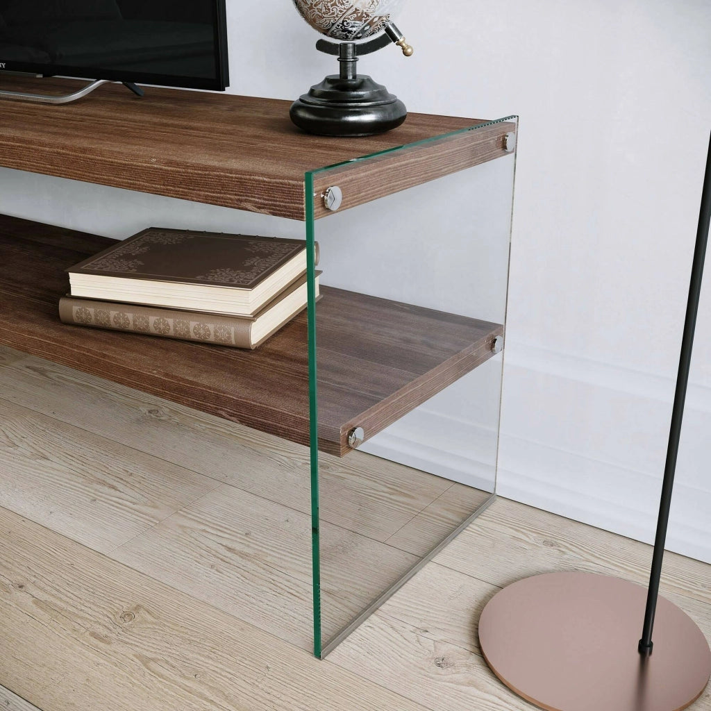 Mobile porta TV Italia, Credenza da soggiorno, Armadio basso per TV, Base parete attrezzata, 120x35h45 cm, Noce Scuro