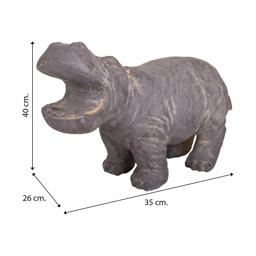 Decorativo ippopotamo di magnesio grigio 35x26x40h