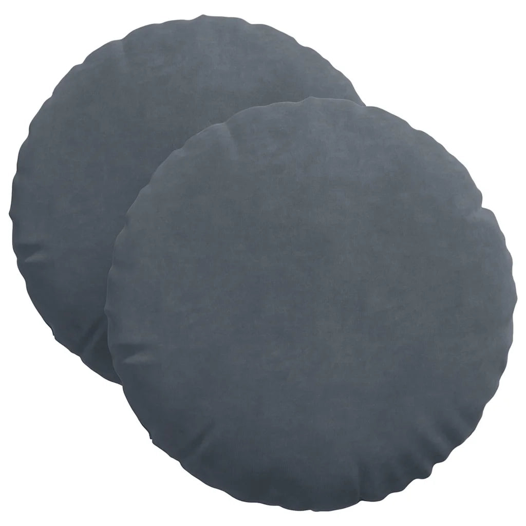 Cuscini per Seduta 2 pcs Grigio scuro Ø 40 x 13 cm Velluto