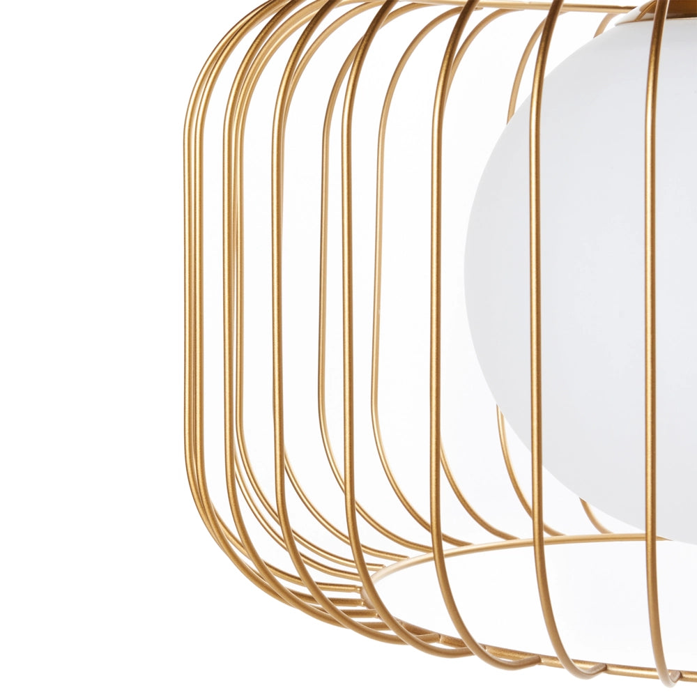Ciondolo a 1 luce da soffitto in metallo dorato con paralume in ferro e gabbia a filo in stile industriale Soggiorno Camera da letto