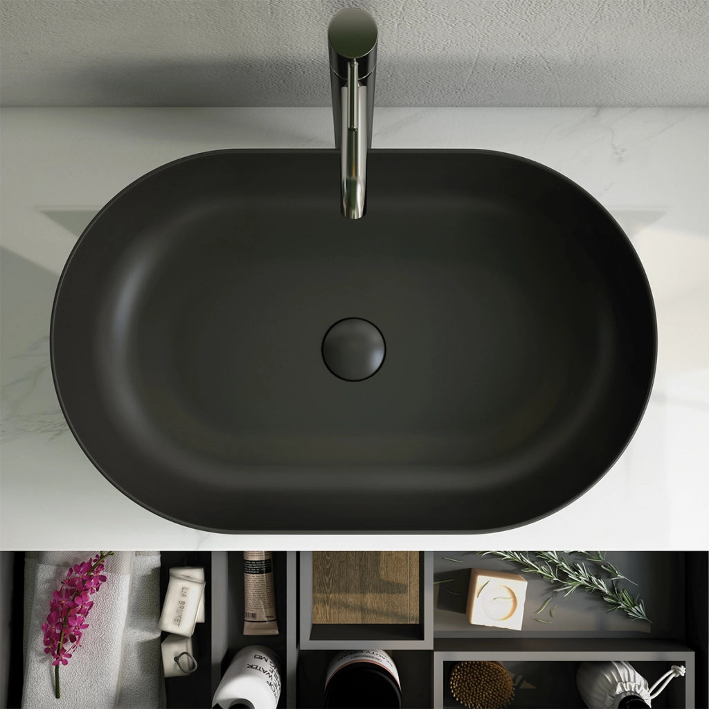 Lavabo d'appoggio Feeling ovale cappuccino opaco
