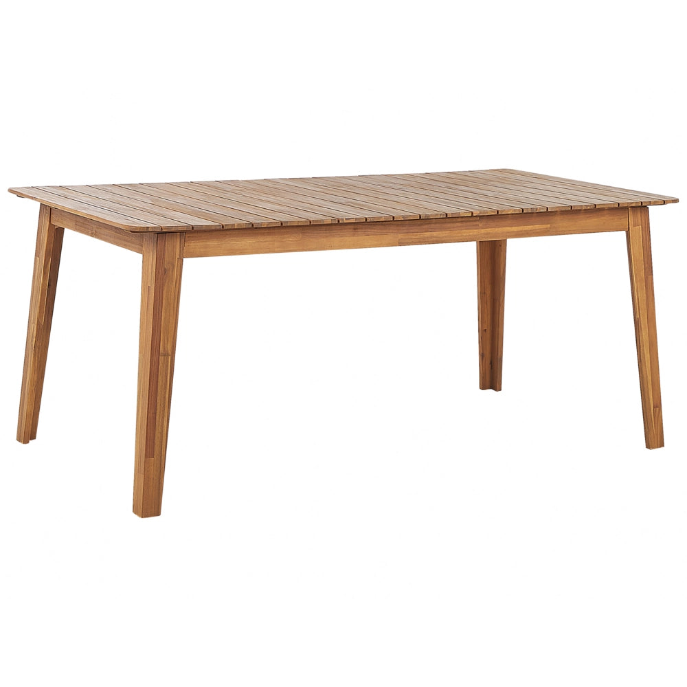 Set da pranzo da giardino Tavolo in legno di acacia chiaro 180 x 90 cm 4 sedie da esterno con braccioli stile rustico