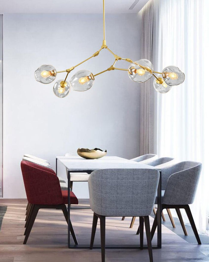 Lampada A Sospensione Sfere Di Vetro 7 Bracci APP507-7C Oro