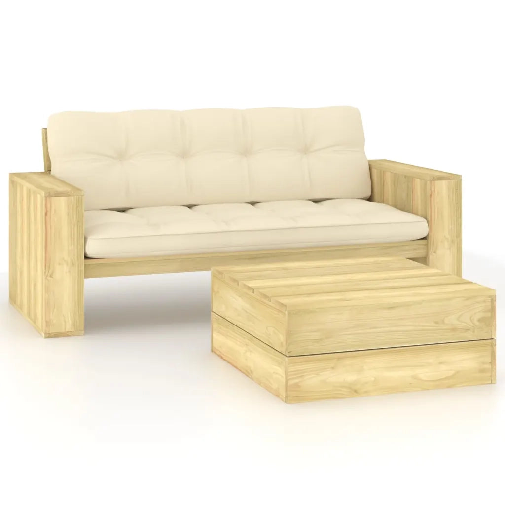 Set Divani da Giardino 2 pz con Cuscini Legno Pino Impregnatocod mxl 78462