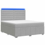 Letto Box Spring LED con Materasso Grigio Chiaro 140 x 190 cm 3455591