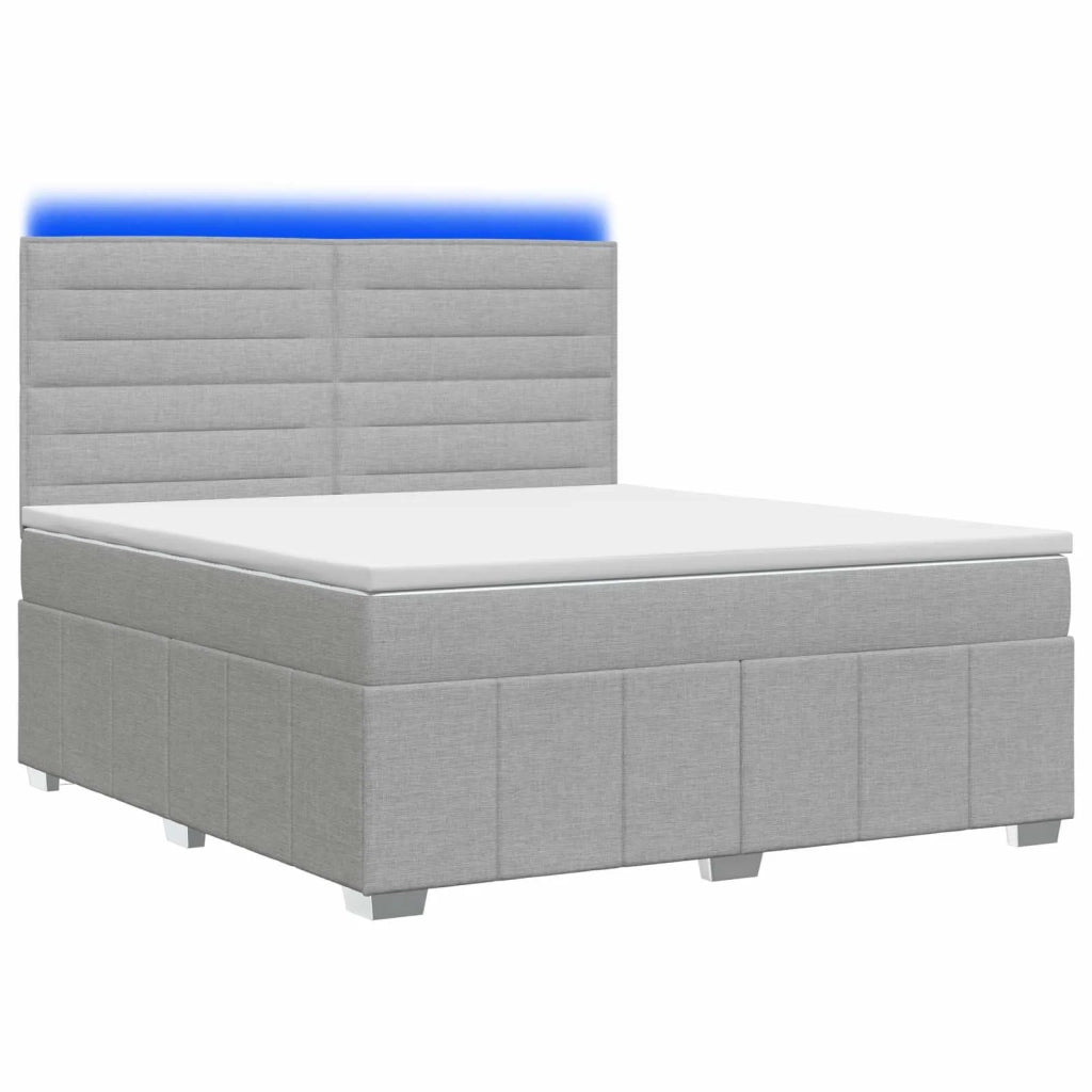 Letto Box Spring LED con Materasso Grigio Chiaro 140 x 190 cm 3455591
