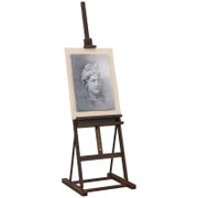 Cavalletto in Legno con Altezza Regolabile 171-230cm, Cavalletto Pittura con Archiviazione, Inclinazione Regolabile 80° max., Marrone