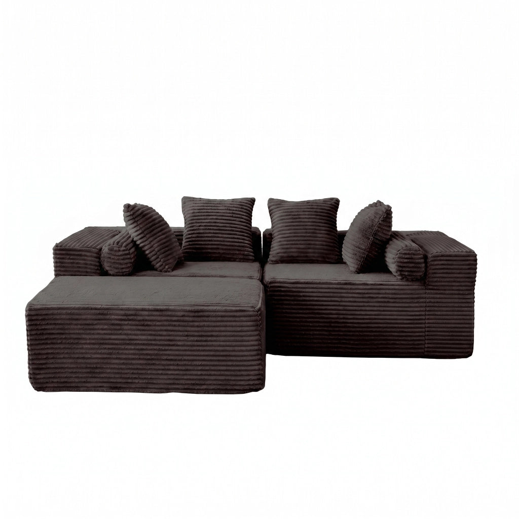 Divano modulare angolare con chaise longue e seduta senza braccioli - in schiuma e molle - nero