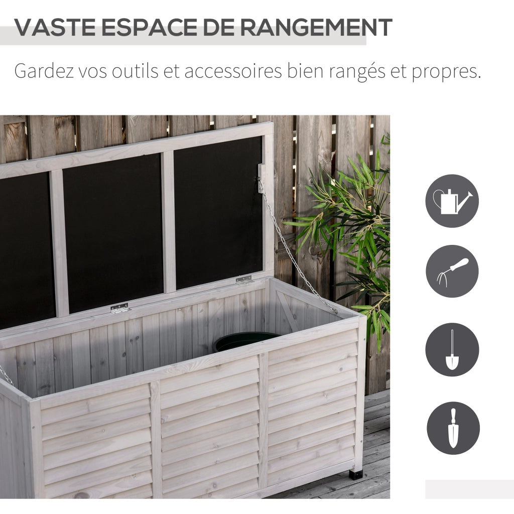Coffre da giardino in legno ¨C zephmum ¨C 283L grigio 127x56x60 cm