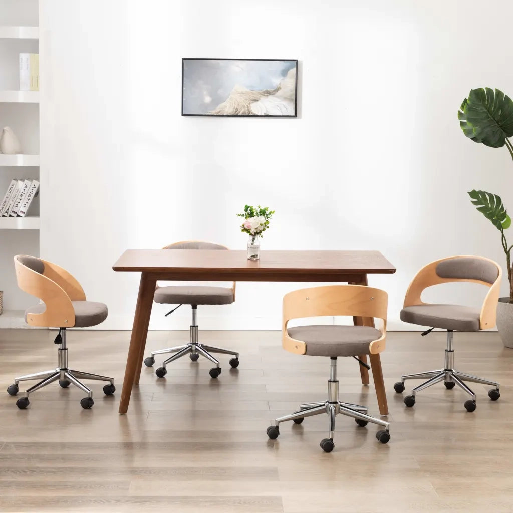 Sedie da Pranzo Girevoli 4 pz Grigio Talpa in Legno e Tessuto  cod mxl 31484