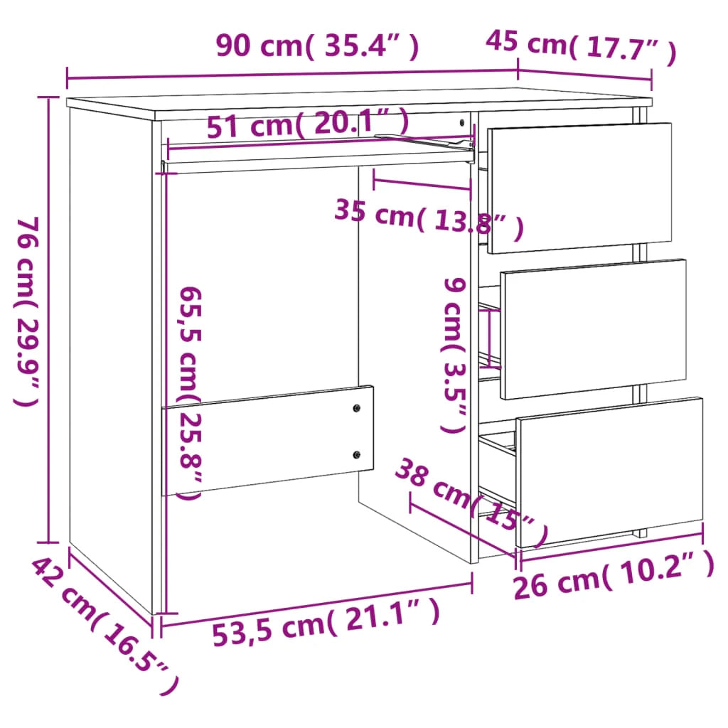 Scrivania tavolo postazione di lavoro mobile per computer studio 90 x 45 x 76 cm legno ingegnerizzato bianco 02_0023528