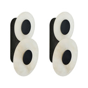 Set di 2 applique a LED con paralume rotondo in marmo bianco e base in metallo, stile moderno