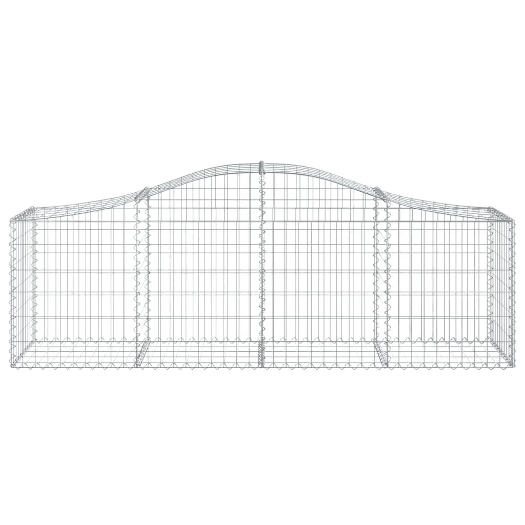 Cestini gabbioni recinzione a gabbia muro di contenimento ad arco 18 pezzi 200 x 50 x 60/80 cm ferro zincato argento 02_0040507