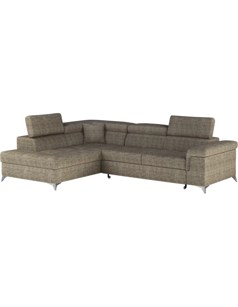 Divano ad angolo trasformabile PALAZZO 4 posti beige – angolo sinistro con 1 cuscino