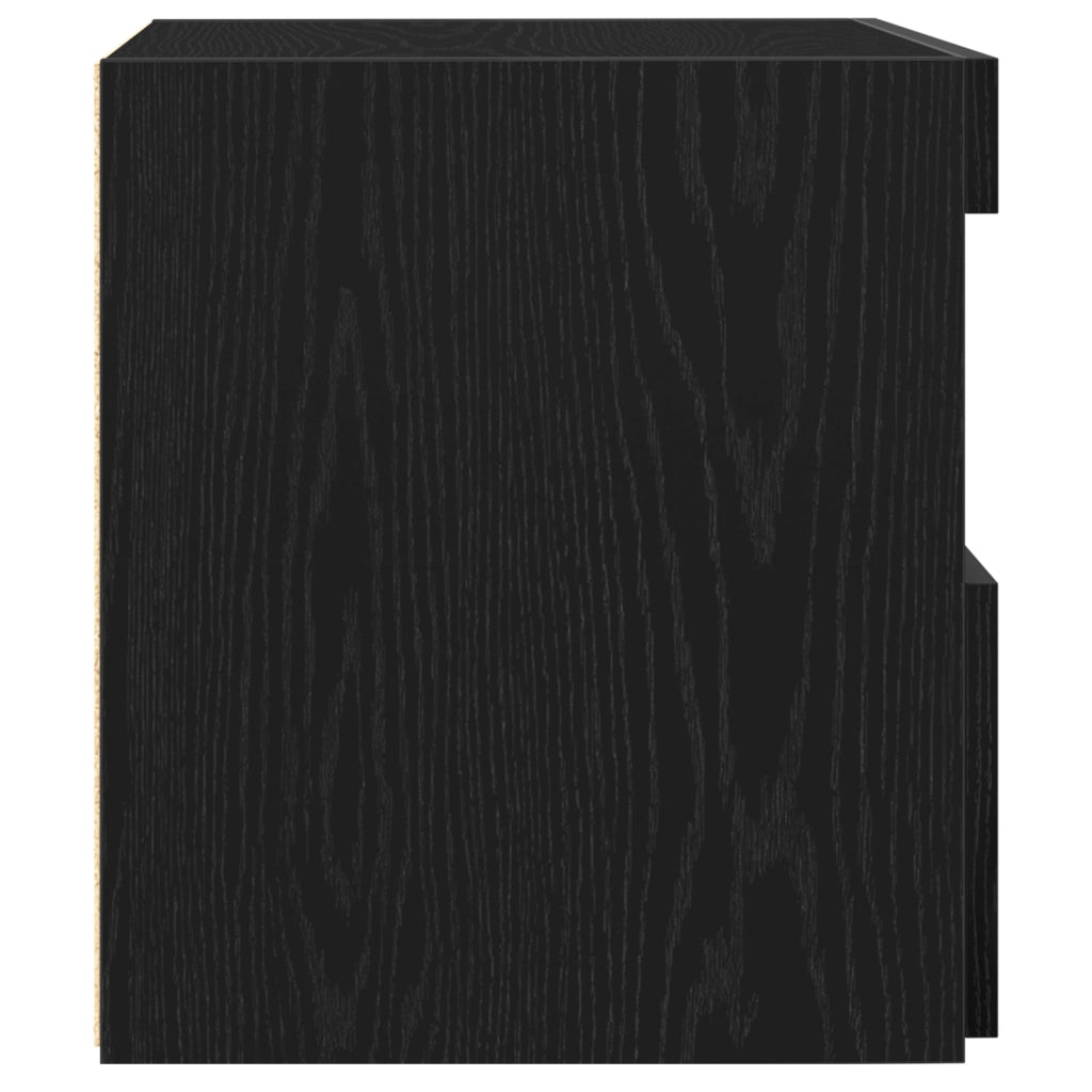 Comodini con Luci LED 2 pz Nero Rovere 50x40x45 cm
