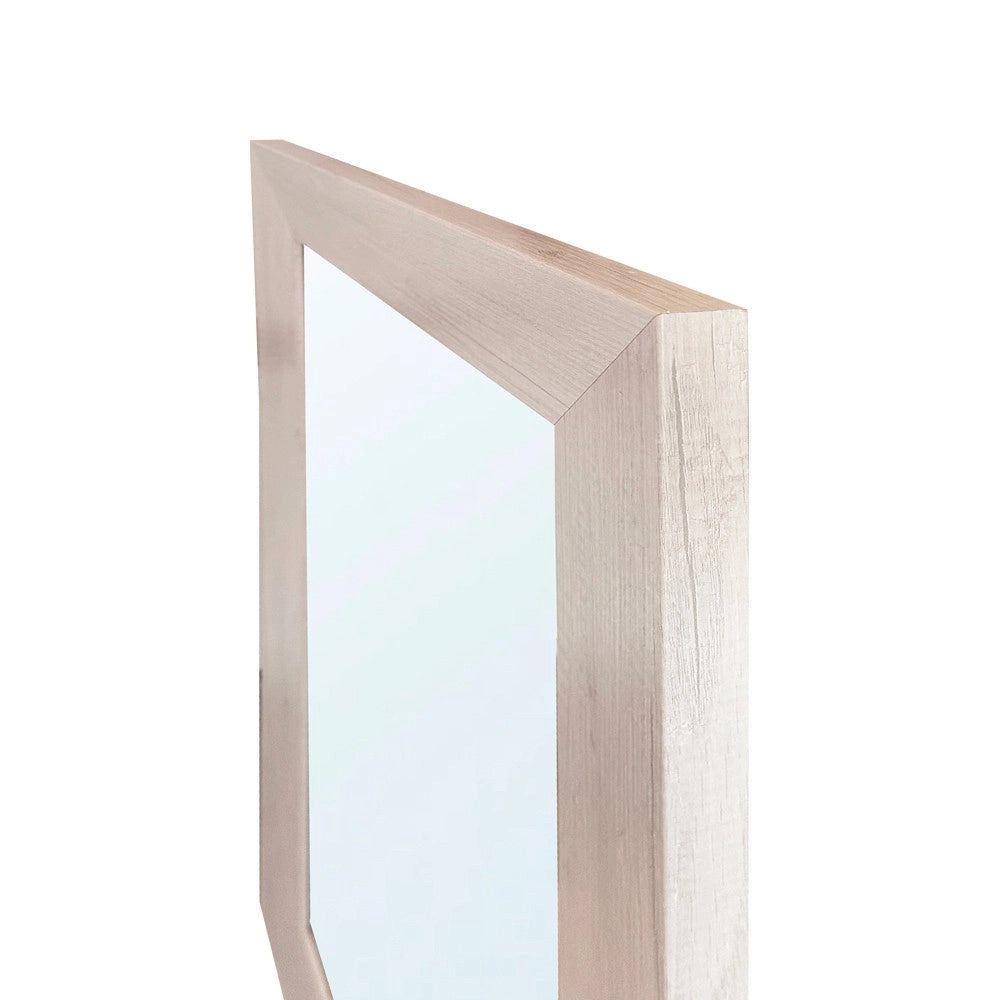 Specchiera Loto Rettangolare con Cornice rovere bianco 102x65 cm. – Eleganza Naturale per Ogni Ambiente
