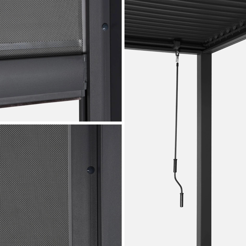 Pergola bioclimatica 3x6m + 2 tende 3m, antracite