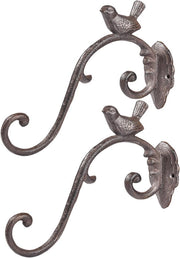 Haken per piante in ghisa - decorativi - 2 pezzi - marrone - 25,5 cm
