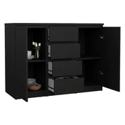Credenza Angelika, Buffet da soggiorno, Madia da salotto, Dispensa da cucina, 121x50 h91 cm, Nero