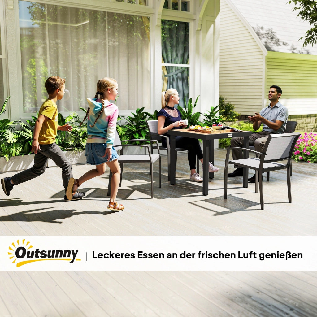 GARTENTISCH 78x78x74 cm in alluminio effetto legno, nero