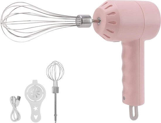Impastatrice 3 velocità wireless - asta portatile per uova e latte - spatola in acciaio inossidabile - torte di budino - rosa