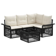 Set Divano da Giardino 5 pcs Nero polyrattan