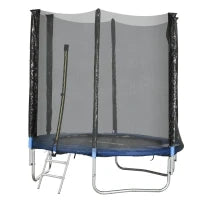Trampolino Elastico con Scaletta e Rete di Sicurezza, in Acciaio e Plastica, Ø180x200 cm, Blu