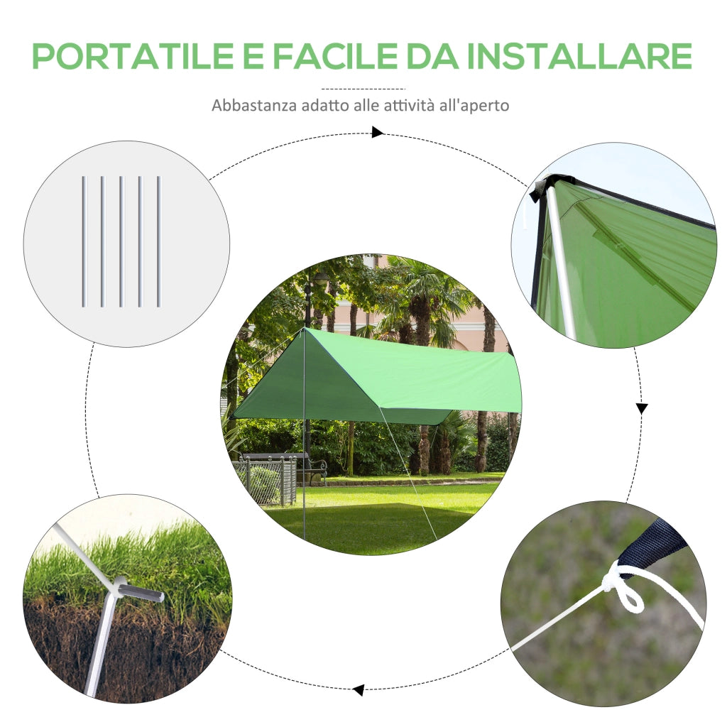 Tenda da Sole Portatile 3x3 m Impermeabile Verde