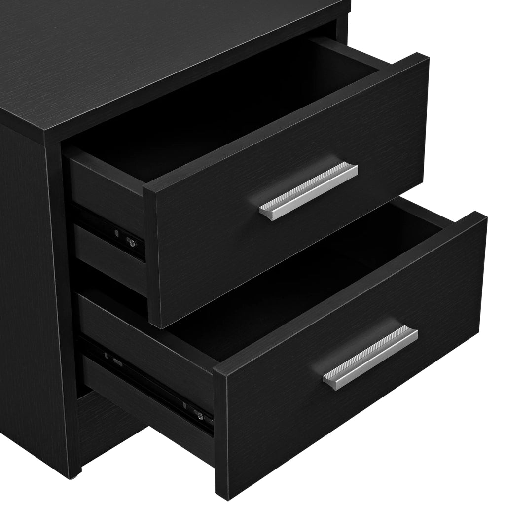 Comodino/comodino con 2 cassetti elegante truciolare rivestito in melaminico nero 38 x 34 x 37 cm 03_0004192