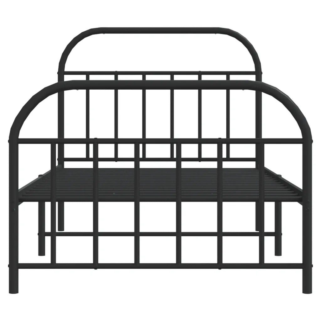 Giroletto con Testiera e Pediera-Struttura Letto Metallo Nero 107x203 cm 276334